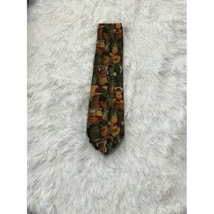 Vintage The Disney Store 100% Silk Winnie the Pooh Necktie Cartoon Hunny Pot